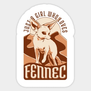 Just A Girl Who Loves Fennec Fox Vintage Retro Sticker